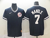 Yankees 7 Mickey Mantle Blue Throwback Jerseys,baseball caps,new era cap wholesale,wholesale hats